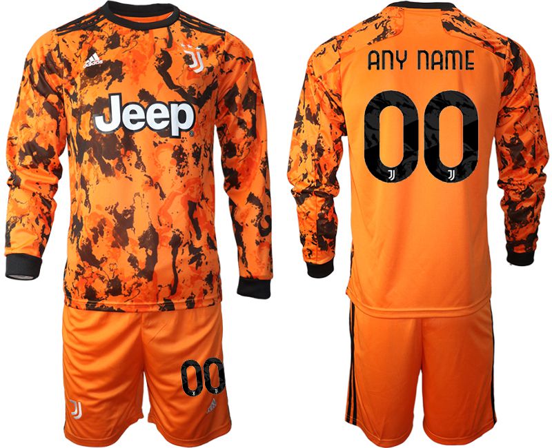 Men 2020-2021 club Juventus away long sleeves customized orange Soccer Jerseys->customized soccer jersey->Custom Jersey